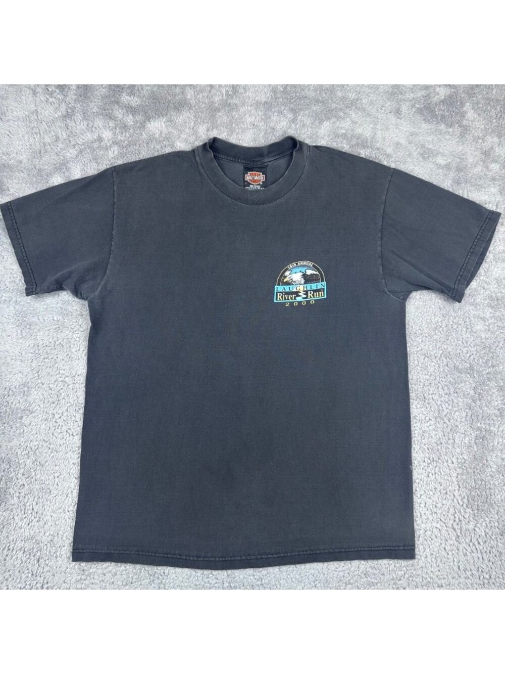 Harley Davidson T Shirt Mens L Black Laughlin River Run 2000 Eagle Biker Vintage
